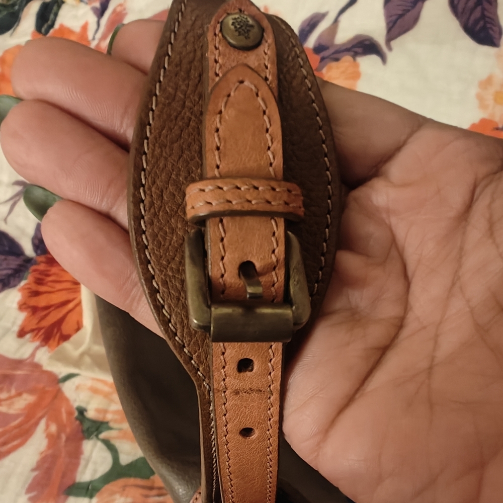 Mulberry Tooled Leather Floral Accent Shoulder Bag - Brown, Olive & Pink - Picture 9 of 10